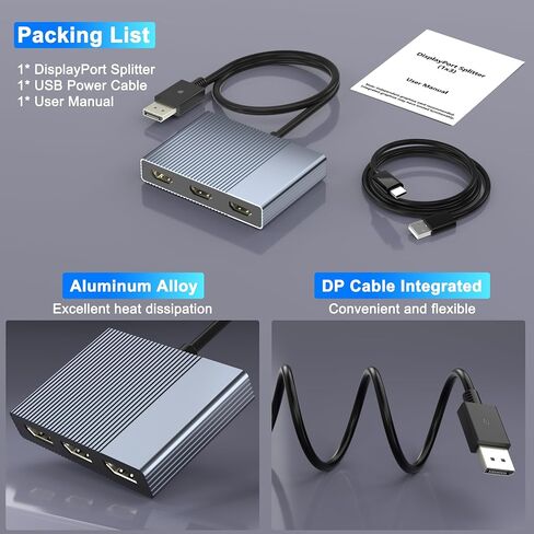 DisplayPort to 3 HDMI Splitter Extended Display, 4K@60Hz DisplayPort to HDMI Adapter for 3 Monitors, Display Port Splitter 1 IN 3 OUT MST Hub, DP Multiple Monitors Adapter for PC/Graphic Card in Kuwait