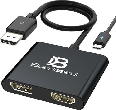 DisplayPort Splitter 1 in 2 Out, Display Port Splitter for Dual Monitors 4K@60Hz, Extended Display MST Hub for HDMI and DisplayPort Monitors, DP to DP/HDMI Adapter for Desktop/NVIDIA/AMD Graphics Card in Saudi Arabia