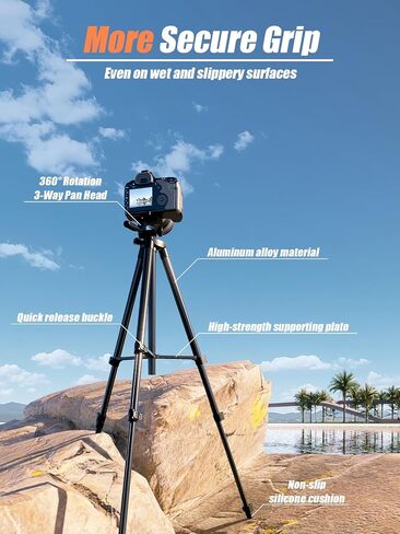 71 Inch Lightweight Tripod for Camera & Phone with Wireless Remote | Comes with phone holder and carry bag,travel-friendly,2-in-1 selfie stick and tripod design,Aluminum portable alloy body in Kuwait