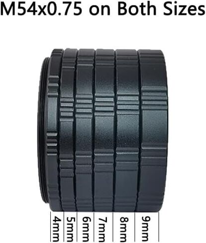 Telescope Accessories Set M54x0.75 Metal Focal Extension Tube Kit 4/5/6/7/8/9mm for Astronomical Telescope Photography Extension T Ring Telescope Camera, Black(M54-4mm) in Saudi Arabia