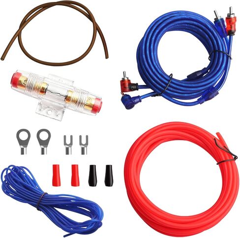 Amp Wiring Kit 10 Gauge Fit Car Audio Subwoofer Upgrade | Subwoofer Wiring Kit Includes 10 Gauge Speaker Wire,RCA Cable,Fuse Holder,Terminals,All-in-One Amplifier Wiring Kit in Saudi Arabia