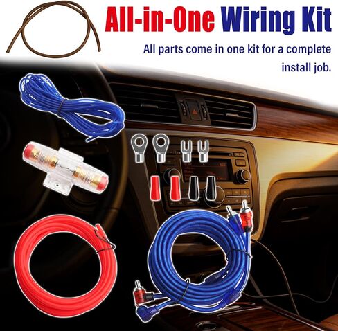 Amp Wiring Kit 10 Gauge Fit Car Audio Subwoofer Upgrade | Subwoofer Wiring Kit Includes 10 Gauge Speaker Wire,RCA Cable,Fuse Holder,Terminals,All-in-One Amplifier Wiring Kit in Saudi Arabia
