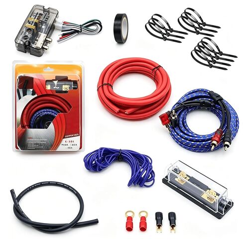 8 Gauge 100% Copper OFC Complete Amplifier Wiring Kit with High to Low Converter, Car Audio Subwoofer Amp Installation Wire Kit with RCA Cable, Fuse Holder, Zip Ties & Insulation Tape in Saudi Arabia