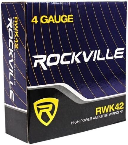 مجموعة أسلاك مضخم صوت السيارة Rockville RWK42 ذات 4 قنوات، (2) زوج ملتوي من النحاس بنسبة 100% من RCA، سلك مكبر صوت مقاس 16، مصهر 80 أمبير، سترة PVC مرنة، تركيب كامل لصوت السيارة | كابلات RCA نحاسية 100% بطول 17 قدمًا، طاقة بطول 17 قدمًا، ومكبر صوت وجهاز ت in Saudi Arabia