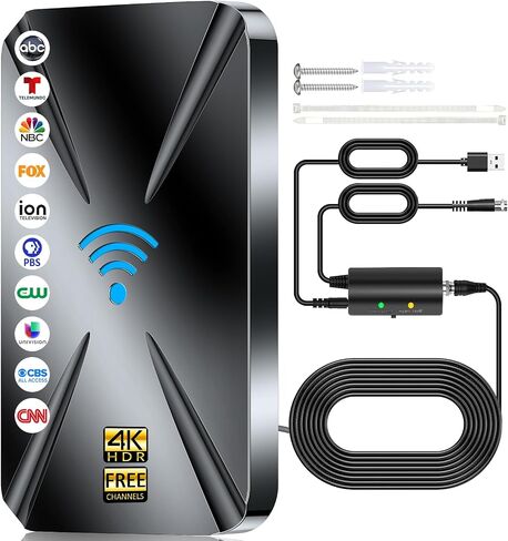 2026 Indoor TV Antenna, Long Range TV Antenna for Smart TV Indoor, Digital TV Antenna for Local Channels with Upgraded Amplifier, Outdoor Antenna Support 8K 4K 1080p All TVs -38FT Coax Cable in Saudi Arabia