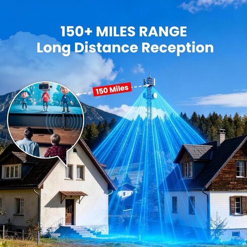 Amplified Digital TV Antenna for Smart TV Indoor Local Channels, Switchable Signal Booster HDTV Antenna for Long Range, Digital Antenna 4K 1080p HD Free Channels VHF/UHF 28dB in Saudi Arabia