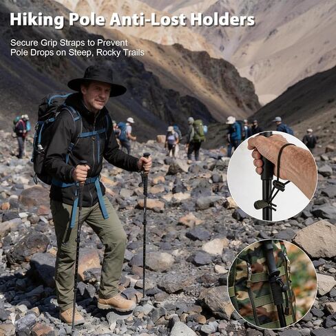 5Pcs Hiking Backpack Accessories, Backpack Umbrella Holder with Elastic Rope Fasteners, Adjustable Bungee Cord Straps for Trekking Pole and Walking Stick Holder Fixing Buckle, Black in Saudi Arabia