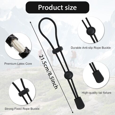 5Pcs Hiking Backpack Accessories, Backpack Umbrella Holder with Elastic Rope Fasteners, Adjustable Bungee Cord Straps for Trekking Pole and Walking Stick Holder Fixing Buckle, Black in Saudi Arabia
