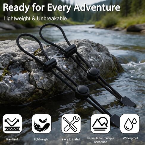 5Pcs Hiking Backpack Accessories, Backpack Umbrella Holder with Elastic Rope Fasteners, Adjustable Bungee Cord Straps for Trekking Pole and Walking Stick Holder Fixing Buckle, Black in Saudi Arabia