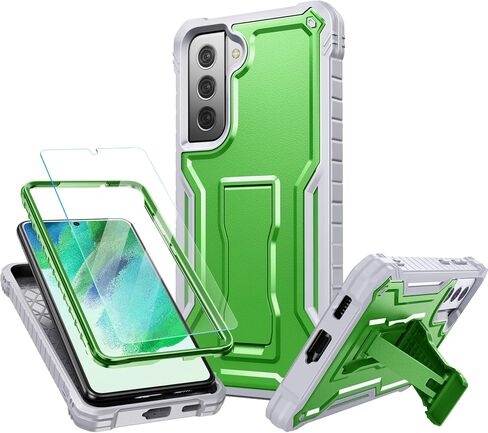 FITO for Samsung Galaxy S21 FE Case, Dual Layer Shockproof Heavy Duty Case for Samsung S21 FE 5G Phone with Screen Protector, Built-in Kickstand (Blue) in Saudi Arabia