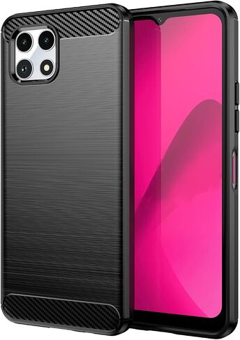 for T-Mobile REVVL 7 5G Phone case, Shockproof, Scratch Resistant Carbon Fiber Jacket, Soft TPU, for T-Mobile REVVL 7 5G case (Black) in Saudi Arabia