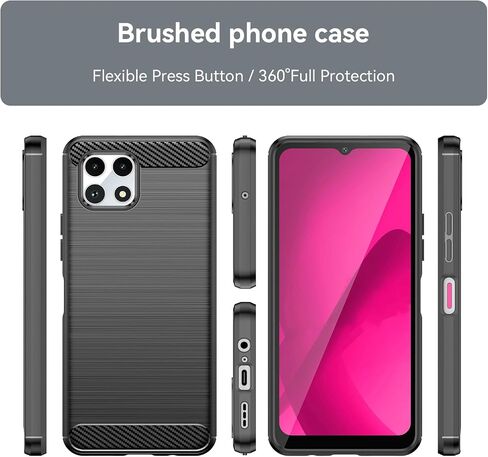 for T-Mobile REVVL 7 5G Phone case, Shockproof, Scratch Resistant Carbon Fiber Jacket, Soft TPU, for T-Mobile REVVL 7 5G case (Black) in Saudi Arabia
