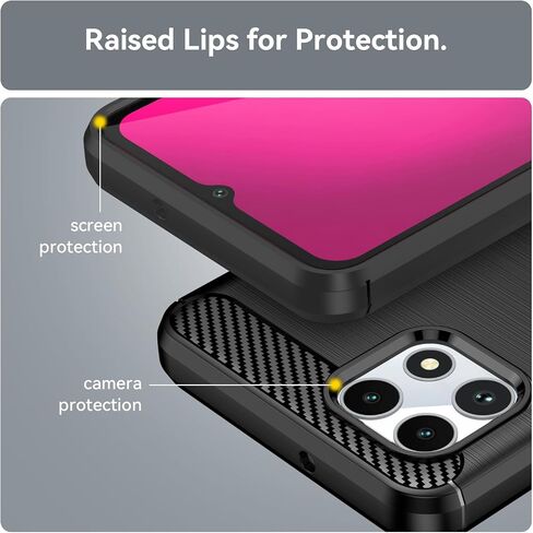 for T-Mobile REVVL 7 5G Phone case, Shockproof, Scratch Resistant Carbon Fiber Jacket, Soft TPU, for T-Mobile REVVL 7 5G case (Black) in Saudi Arabia