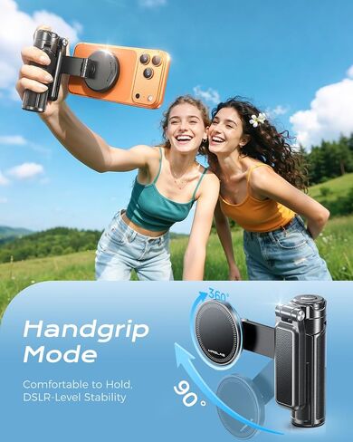 【Max 17"】 MRGLAS Magnetic Mini Tripod Selfie Stick for iPhone【4.5" Pocket】 | 【17" Max Extendable】4.5" Pocket Stand with Wireless Remote, Detachable Clamp, 360° Rotatable for MagSafe, 4-in-1 Mini Tripod in Saudi Arabia