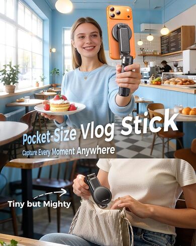 【Max 17"】 MRGLAS Magnetic Mini Tripod Selfie Stick for iPhone【4.5" Pocket】 | 【17" Max Extendable】4.5" Pocket Stand with Wireless Remote, Detachable Clamp, 360° Rotatable for MagSafe, 4-in-1 Mini Tripod in Saudi Arabia