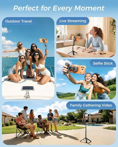 【Max 17"】 MRGLAS Magnetic Mini Tripod Selfie Stick for iPhone【4.5" Pocket】 | 【17" Max Extendable】4.5" Pocket Stand with Wireless Remote, Detachable Clamp, 360° Rotatable for MagSafe, 4-in-1 Mini Tripod in Saudi Arabia