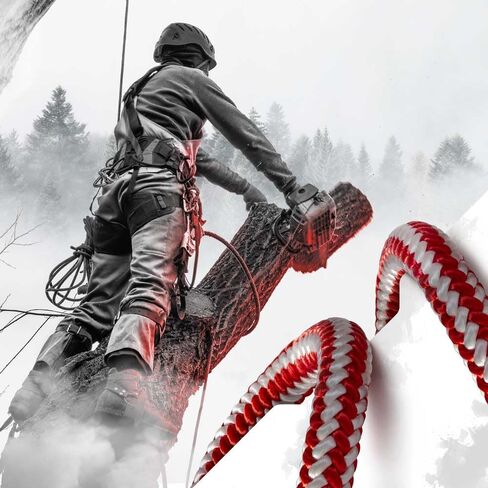 Pelican Arborist-16 Strand 1/2 inch Arborist Rope 7000 lbs Breaking Strength -Static Climbing Rope Used for Rescue Operations - 150 Ft, Plain End, Red/White in Saudi Arabia
