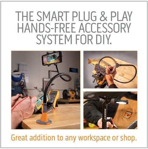 WORK IQ TOOLS IQ Connect | Hands-Free Accessory System with 3 Bench Mounts | Includes Magnifying Glass, Rechargeable Work Light & Cell Phone Holder | Work Bench Accessories Compatible with IQ Vise in Saudi Arabia