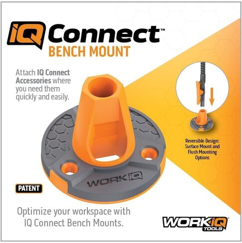 WORK IQ TOOLS IQ Connect | Hands-Free Accessory System with 3 Bench Mounts | Includes Magnifying Glass, Rechargeable Work Light & Cell Phone Holder | Work Bench Accessories Compatible with IQ Vise in Saudi Arabia