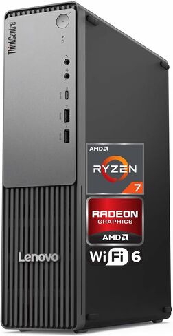 Lenovo ThinkCentre 55s Gen 6 SFF Business AI Desktop, AMD Ryzen 7 250, 16GB DDR5 RAM, 512GB SSD PCIe, WiFi 6 + BT, Display Port, Support 2-Monitor 4K, Wired KB & Mouse, Win 11 Pro - Black in Saudi Arabia