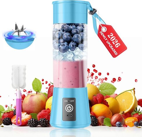 2026 Newly Upgraded Portable Smoothie Blender - Personal Travel Blender | Small Blender 13 Oz Juice Cup BAP Free, 20,000Rpm Speed Powerful Blending, 6 Blades Freshly Squeezed Juice in Sports/Office in Saudi Arabia