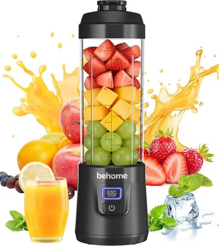 Behome Portable Blender Smoothies and Shakes, Personal Juicer 14 OZ BPA Free Portable Cups, USB-C Rechargeable, Dishwasher Safe Parts - Mini Small Blenders Cup Fits Home, Office, Gym, Travel in Saudi Arabia