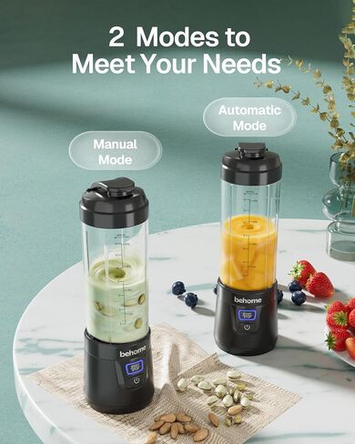 Behome Portable Blender Smoothies and Shakes, Personal Juicer 14 OZ BPA Free Portable Cups, USB-C Rechargeable, Dishwasher Safe Parts - Mini Small Blenders Cup Fits Home, Office, Gym, Travel in Saudi Arabia