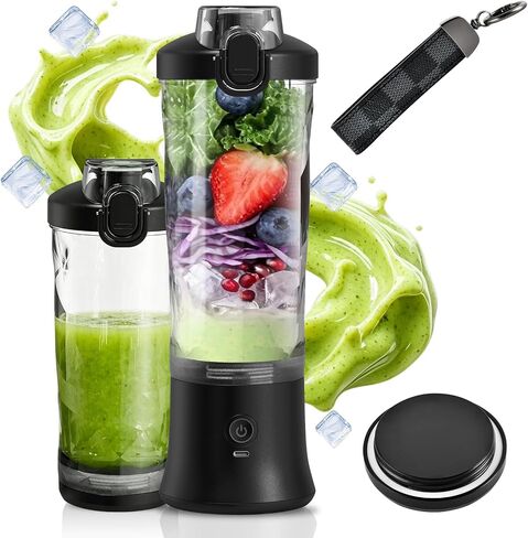 CC Store Portable Blender 20 Oz with USB-C Rechargeable Design, Black | Personal blender for smoothies with leakproof travel cup,pulse mode,LED light,BPA free,cordless for gym and office in Saudi Arabia