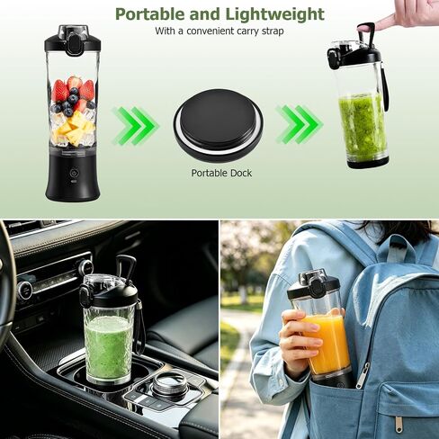 CC Store Portable Blender 20 Oz with USB-C Rechargeable Design, Black | Personal blender for smoothies with leakproof travel cup,pulse mode,LED light,BPA free,cordless for gym and office in Saudi Arabia