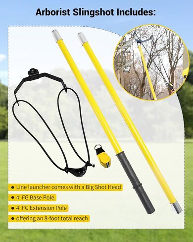 Arborist Throw Line Launcher, High-Accuracy & Effort-Throw Line Launcher | Includes Head, 4’ FG Base Pole & 4’ FG Extension Pole, Fit for High-Accuracy Tree Trimming & Line Placement in Saudi Arabia