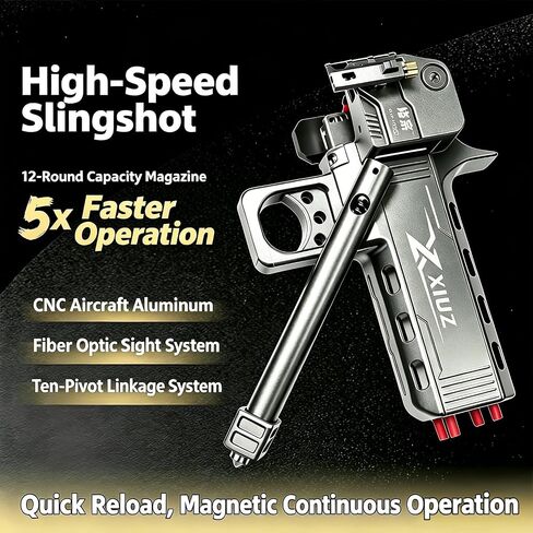 Slingshot for Adults with Magazine 2 Bands and 100 Balls CNC Aluminum Alloy Professional Target Practice Slingshot with Fiber Optic Sight, Outdoor Shooting Game Sling Shot for Adults in Saudi Arabia