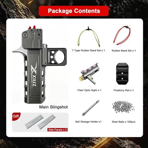 Slingshot for Adults with Magazine 2 Bands and 100 Balls CNC Aluminum Alloy Professional Target Practice Slingshot with Fiber Optic Sight, Outdoor Shooting Game Sling Shot for Adults in Saudi Arabia