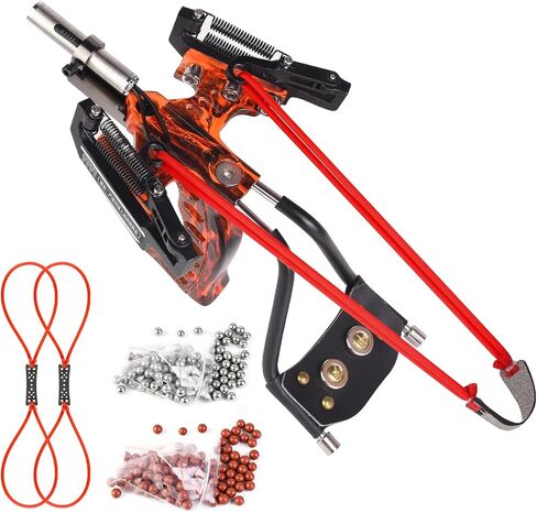Catch&Hunt Slingshot, Heavy Wrist Rocket for Adults, Powerful Professional Hunting Shooting Sling Shot, Steel Ammo and Clay Ammo, Tubular Rubber Band in Saudi Arabia