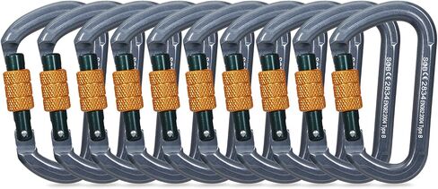 Auto Locking Rock Climbing Carabiner Clips, Heavy Duty Asymmetrical Carabiner Connector Used for Rappelling Rescue Outdoor Climbing, Mountaineer, Hammock, Camping in Kuwait