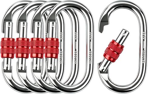 25KN Anti-Rust Steel Lockable Carabiner Hooks, O-Shaped Heavy Duty Twist Lock Carabiners,Carabiners Clips for Hammocks, Swings, Hiking & General Outdoor Activities in Saudi Arabia