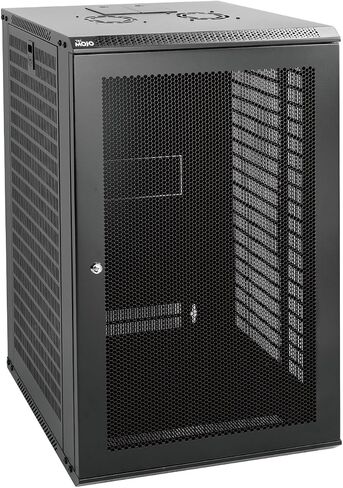 Tecmojo 18U Wall Mount Rack Network Cabinet for 19" IT Equipment,with Lockable Mesh Door and Side Panels,Cooling Fan,Black,17.7inch Depth for AV/Computer/Electronics Equipment Data Rack in Saudi Arabia