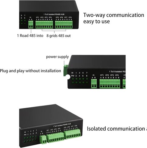Industrial-grade 1 To 8 RS485 Hub Plug For Play Dual-way Communication 8-Port RS485 Adapter Isolated 128 Device Each Cha Rs485 Hub Rj45 8-port 485 Hub 8-channel Rs485 Splitter 485 Sharer Industrial in Kuwait