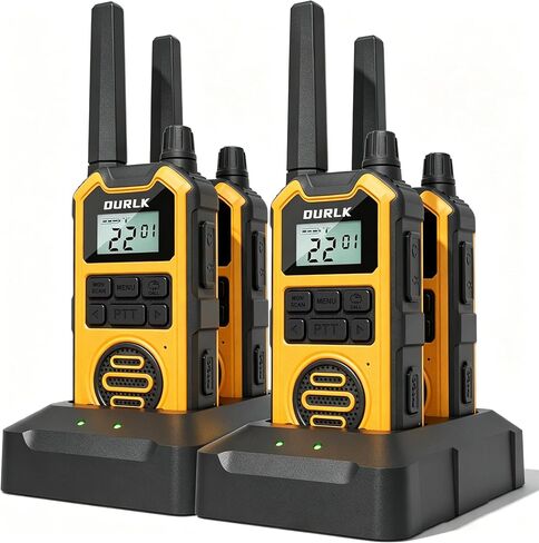 Walkie Talkies Long Range for Adults 4 Pack Rechargeable 2 Way Radios | Rugged IP67 Waterproof, 2W FRS Emergency Radios, 24hr Battery, Dual PTT, NOAA, VOX and USB-C & Dock Charging for Work Outdoor in Saudi Arabia
