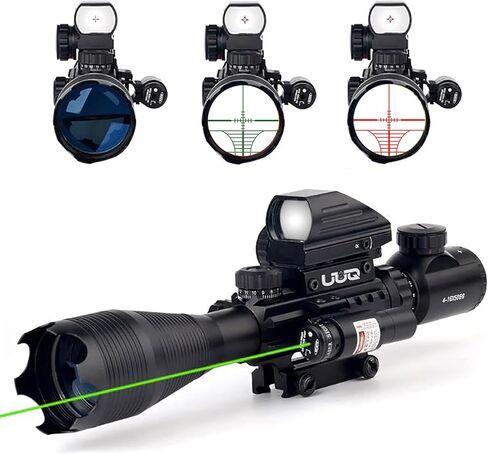 UUQ 4-16x50 Tactical Rifle Scope Red/Green Illuminated Range Finder Reticle W/Laser Sight and Holographic Reflex Dot Sight in Saudi Arabia