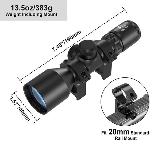 UUQ 3-9x40 Compact Rifle Scope - Crosshair Reticle, Extended Eye Relief,Lightweight Aluminum Scope for Hunting, Clear Lens & Quick Focus| Free Mount Included Fits 20mm Picatinny/Weaver Rail in Saudi Arabia