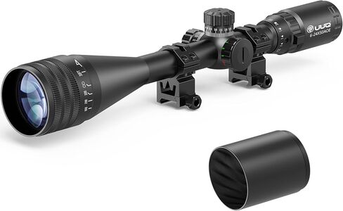 UUQ 6-24x50 AO Rifle Scope, SFP Crosshair Reticle, Front Adjustable Objective Parallax, Locking Resettable Turrets, Red/Green Illuminated, 20mm Picatinny/Weaver Rings Included, Waterproof Fogproof in Saudi Arabia