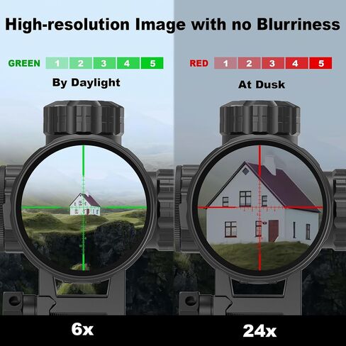 UUQ 6-24x50 AO Rifle Scope, SFP Crosshair Reticle, Front Adjustable Objective Parallax, Locking Resettable Turrets, Red/Green Illuminated, 20mm Picatinny/Weaver Rings Included, Waterproof Fogproof in Saudi Arabia