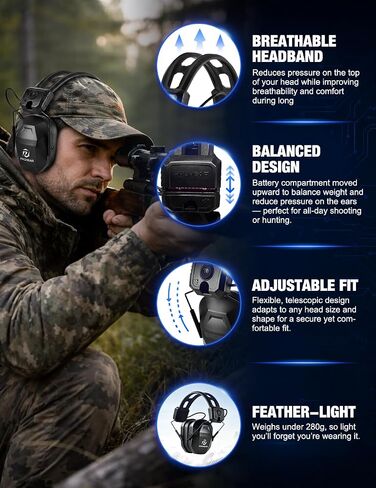 PROHEAR 031 Upgraded Digital Electronic Ear Protection for Shooting, NRR 26dB Noise Reduction, 5X Sound Amplification Hearing Protection Muffs for Hunting and Gun Range in Saudi Arabia