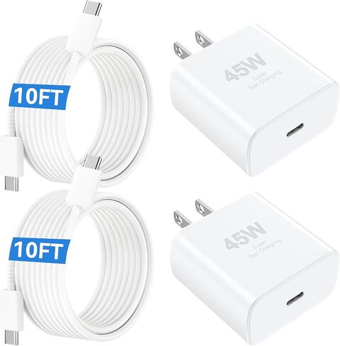 45W USB C Super Fast Charger Type C Charger Fast Charging Android Phone Charger Block with 10FT Type C Charging Cable for Samsung Galaxy S26 Ultra/S26/S26+/S25/S25 Ultra/S25+/S24 Ultra/S23 Ultra/S22 in Saudi Arabia