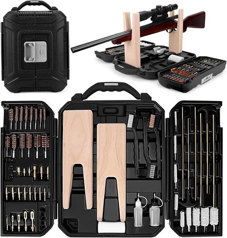 Universal Gun Cleaning Kit for All Caliber Compatible with Pistol Rifle Handgun Shotgun Hunting with Brass Rods and Cleaning Stand，Gifts for Men, Dad, Husband in Saudi Arabia