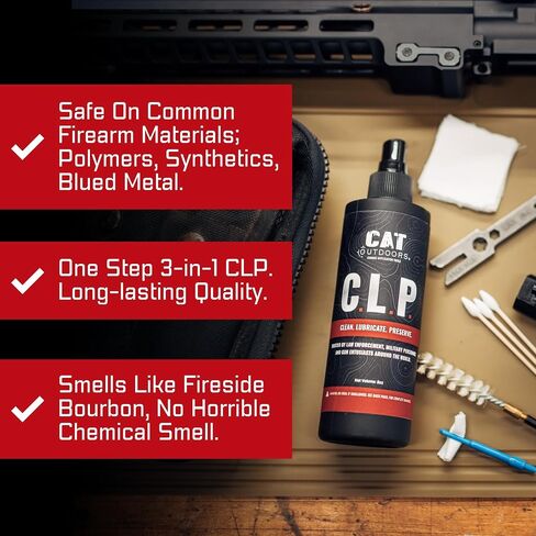 CLP Gun Cleaner and Lubricant Oil Spray for Pistol Maintenance | Fireside Bourbon Scent, Gun Cleaning Oil, Gun Oil and Cleaner, Rust Remover, Gun Lubrication, Made in USA in Saudi Arabia