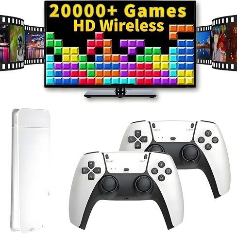 Retro Game Console, Classic Video Games with 4K HDMI, 20000+ Games and 19 Emulators, Classic Nostalgic Retro Game Play, Dual 2.4G Wireless Controllers. in Saudi Arabia