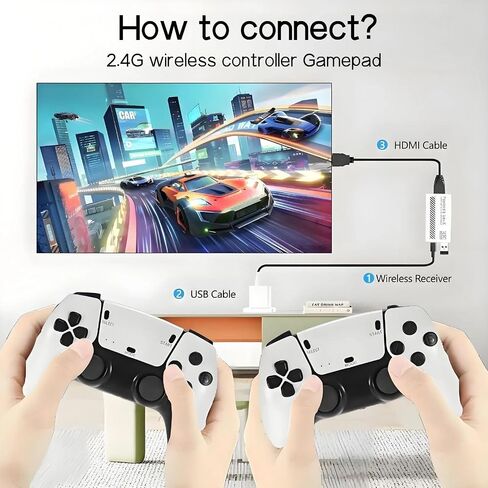 Retro Game Console, Classic Video Games with 4K HDMI, 20000+ Games and 19 Emulators, Classic Nostalgic Retro Game Play, Dual 2.4G Wireless Controllers. in Saudi Arabia