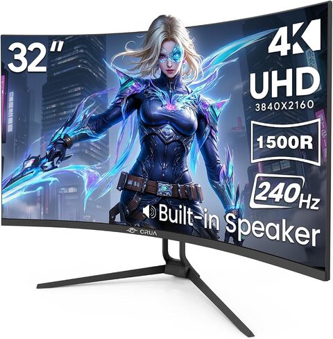 CRUA 34 Inch 21:9 UWQHD 100Hz IPS Ultrawide Curved Monitor, Speakers, White | 120% sRGB, 92% DCI-P3, 1.07B Colors, FreeSync, Blue Light, 3800R, HDMI 2.0, DP 1.4, 100x100 Mount, Office, Editing, Design PC in Saudi Arabia