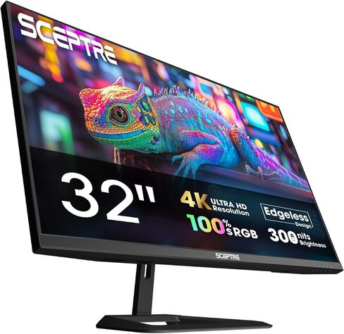 Sceptre 32-inch 4K UHD 3840 x 2160 Monitor 70Hz DisplayPort x2 HDMI x2 100% sRGB Build-in Speakers, Machine Black 2026 (U325W-UPT Series) in Saudi Arabia